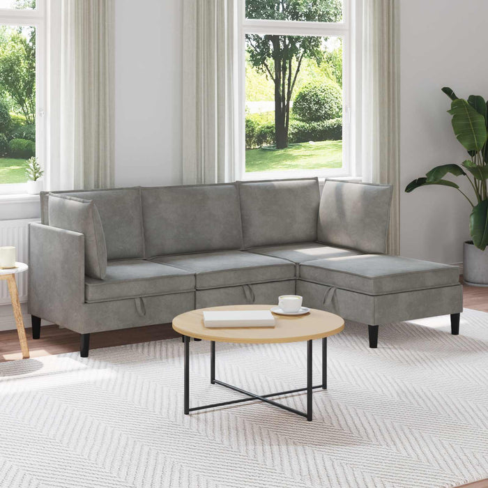 Set de mobilier pentru living 4 pcs Gri deschis Catifea WALTI