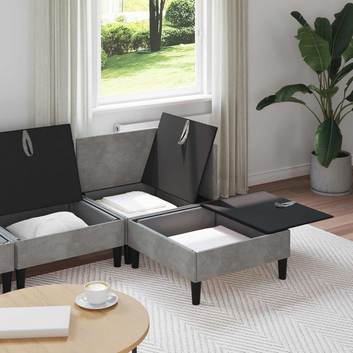 Set de mobilier pentru living 4 pcs Gri deschis Catifea WALTI