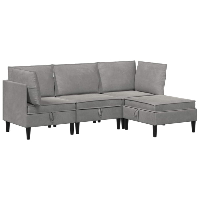 Set de mobilier pentru living 4 pcs Gri deschis Catifea WALTI