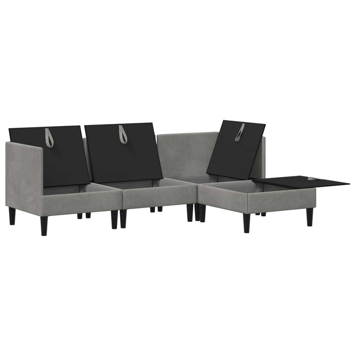 Set de mobilier pentru living 4 pcs Gri deschis Catifea WALTI