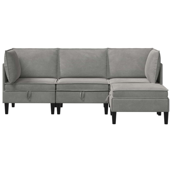 Set de mobilier pentru living 4 pcs Gri deschis Catifea WALTI