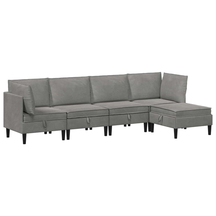 Set de mobilier pentru living 5 pcs Gri deschis Catifea WALTI