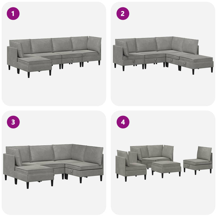 Set de mobilier pentru living 5 pcs Gri deschis Catifea WALTI