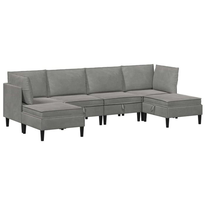 Set de mobilier pentru living 6 pcs Gri deschis Catifea WALTI