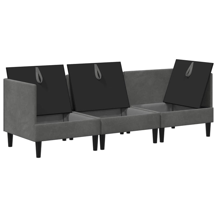 Set de mobilier pentru living cu pernă 3 pcs Gri închis Catifea WALTI
