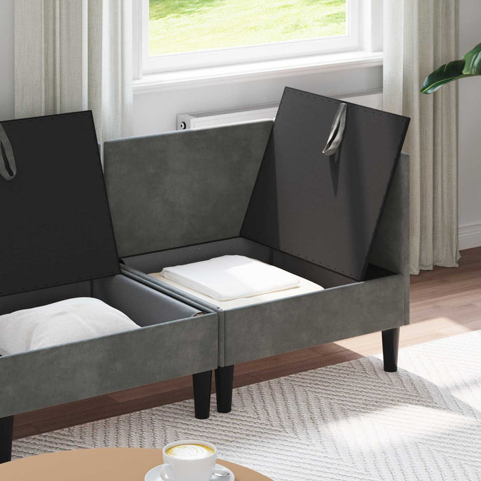 Set de mobilier pentru living cu pernă 4 pcs Gri închis Catifea WALTI