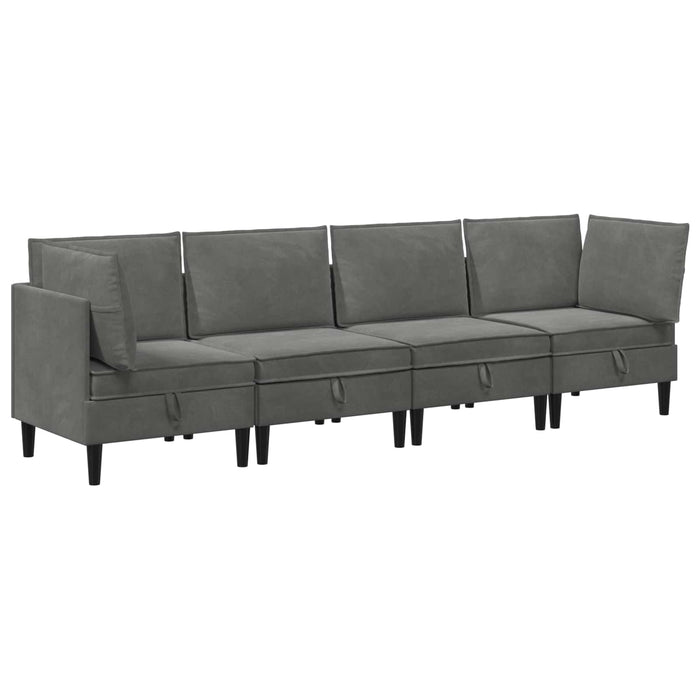 Set de mobilier pentru living cu pernă 4 pcs Gri închis Catifea WALTI