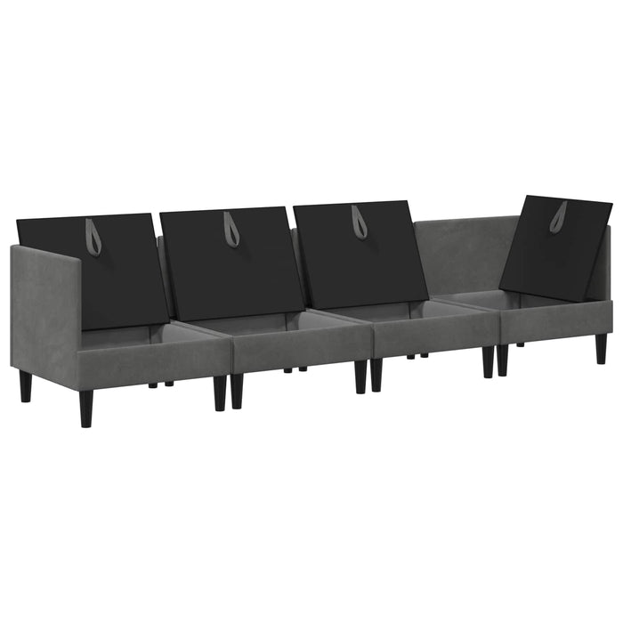 Set de mobilier pentru living cu pernă 4 pcs Gri închis Catifea WALTI