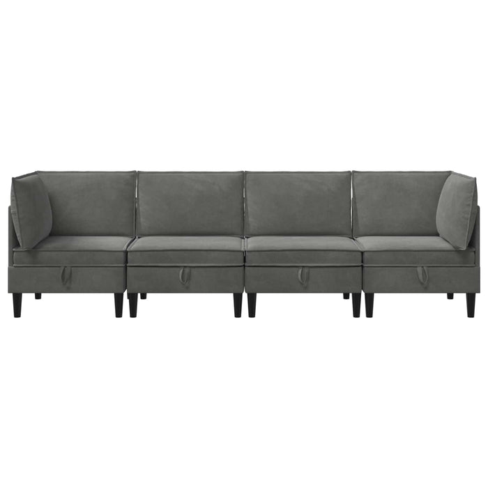 Set de mobilier pentru living cu pernă 4 pcs Gri închis Catifea WALTI