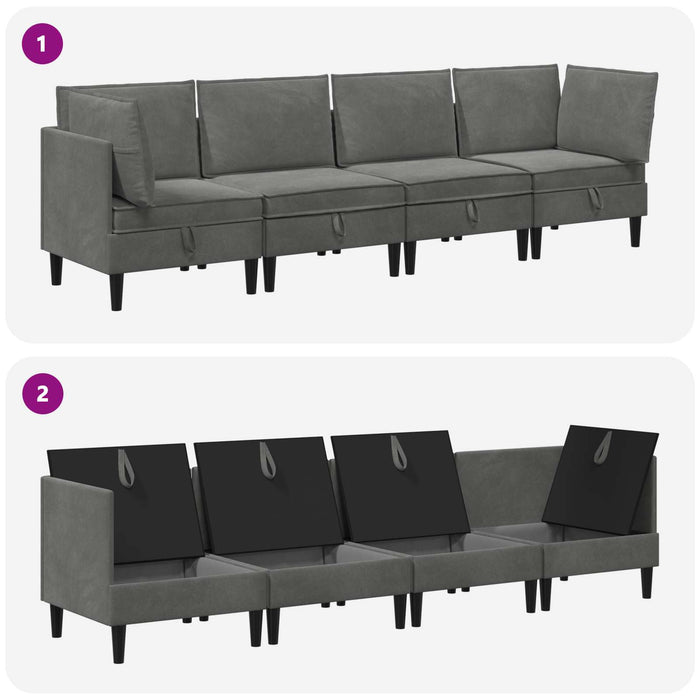 Set de mobilier pentru living cu pernă 4 pcs Gri închis Catifea WALTI