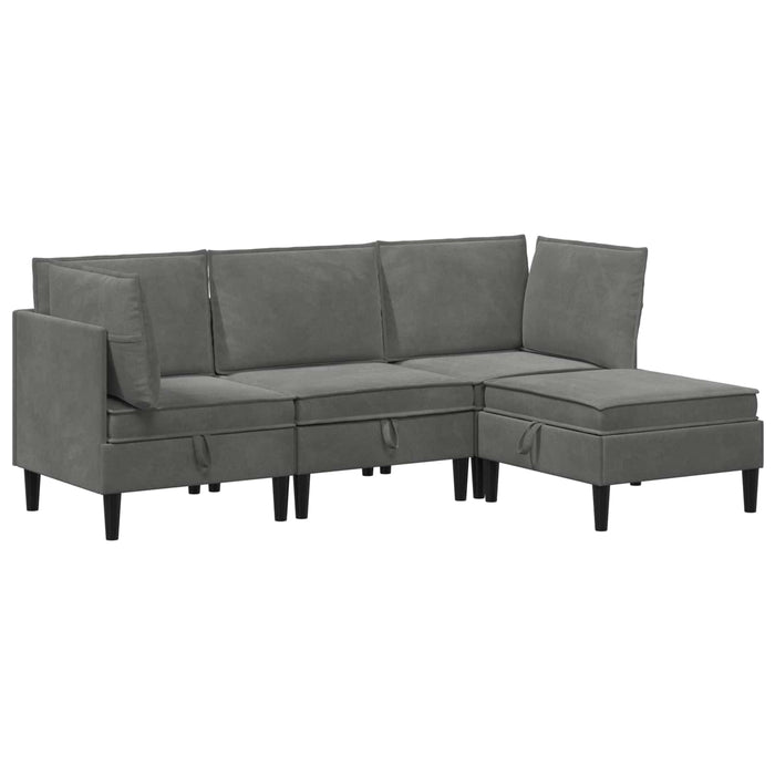 Set de mobilier pentru living cu pernă 4 pcs Gri închis Catifea WALTI