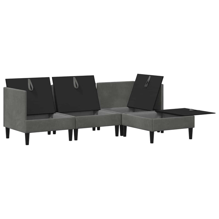 Set de mobilier pentru living cu pernă 4 pcs Gri închis Catifea WALTI