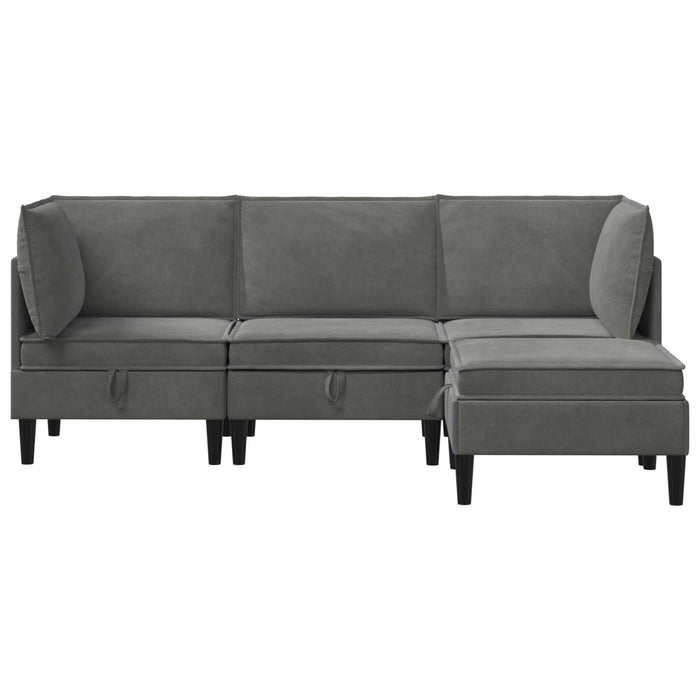 Set de mobilier pentru living cu pernă 4 pcs Gri închis Catifea WALTI