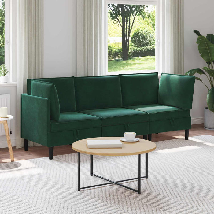 Set de mobilier pentru living 3 pcs Verde închis Catifea WALTI