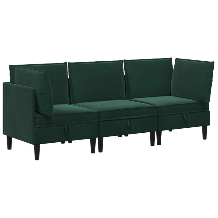 Set de mobilier pentru living 3 pcs Verde închis Catifea WALTI