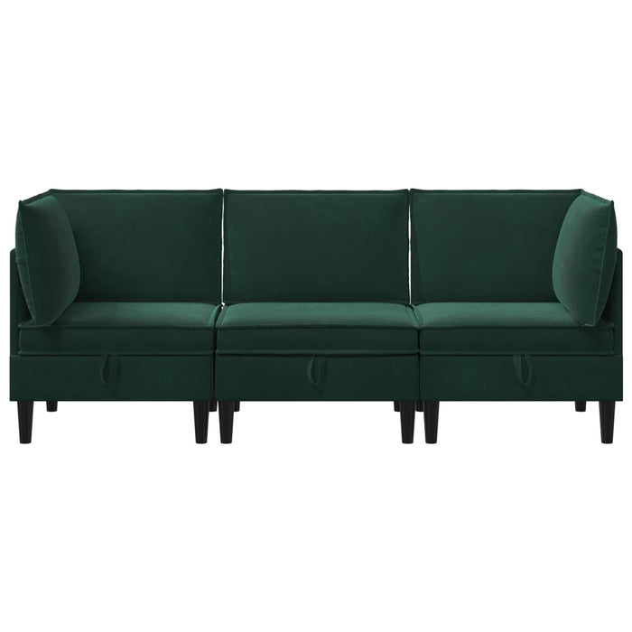 Set de mobilier pentru living 3 pcs Verde închis Catifea WALTI