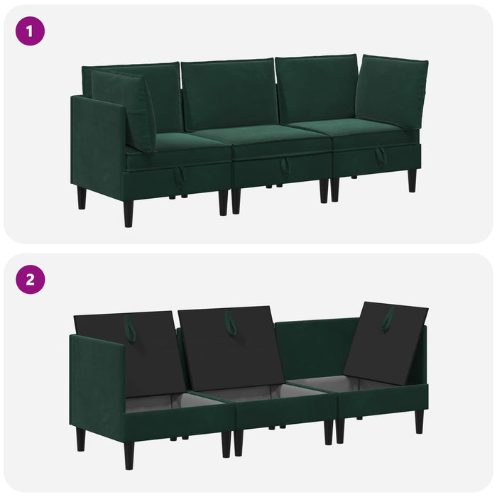 Set de mobilier pentru living 3 pcs Verde închis Catifea WALTI