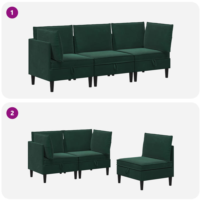 Set de mobilier pentru living 3 pcs Verde închis Catifea WALTI