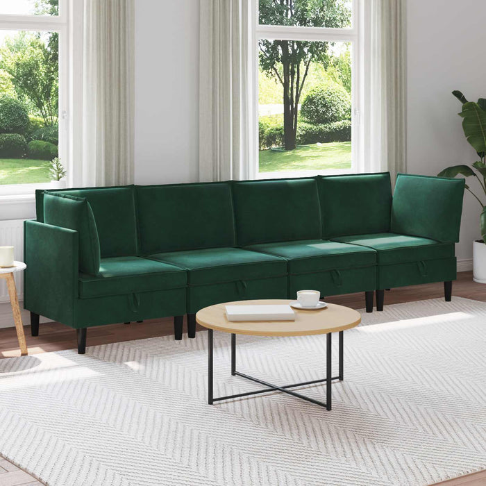 Set de mobilier pentru living 4 pcs Verde închis Catifea WALTI