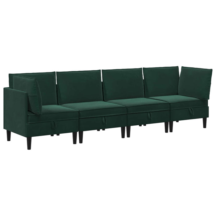 Set de mobilier pentru living 4 pcs Verde închis Catifea WALTI