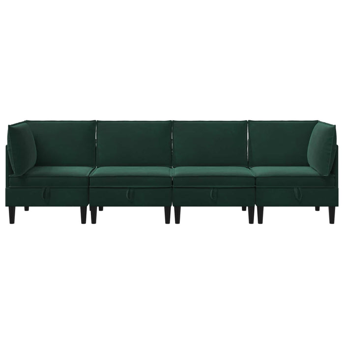 Set de mobilier pentru living 4 pcs Verde închis Catifea WALTI