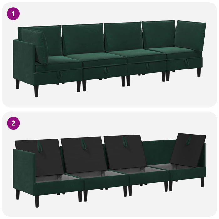 Set de mobilier pentru living 4 pcs Verde închis Catifea WALTI