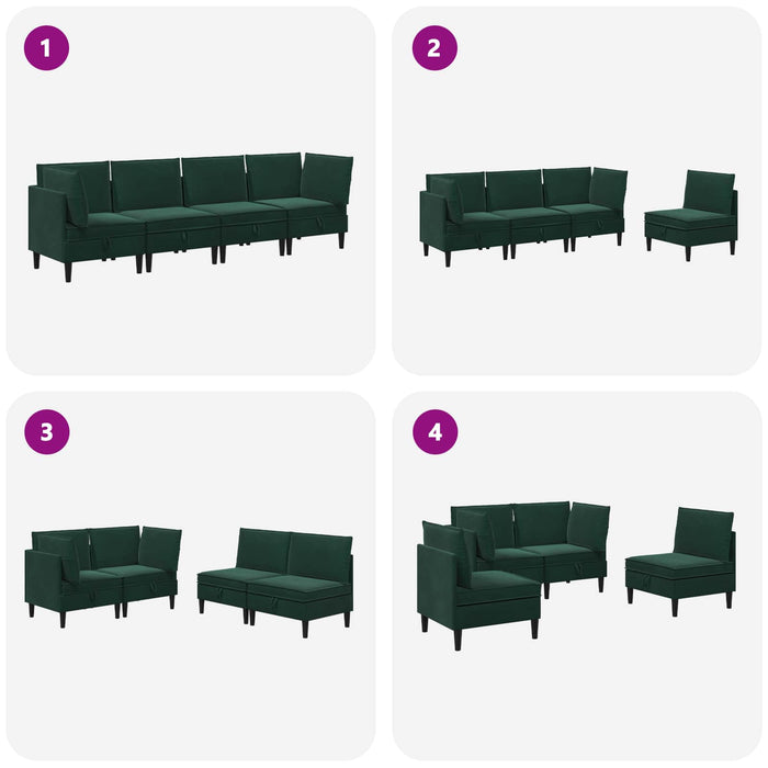 Set de mobilier pentru living 4 pcs Verde închis Catifea WALTI