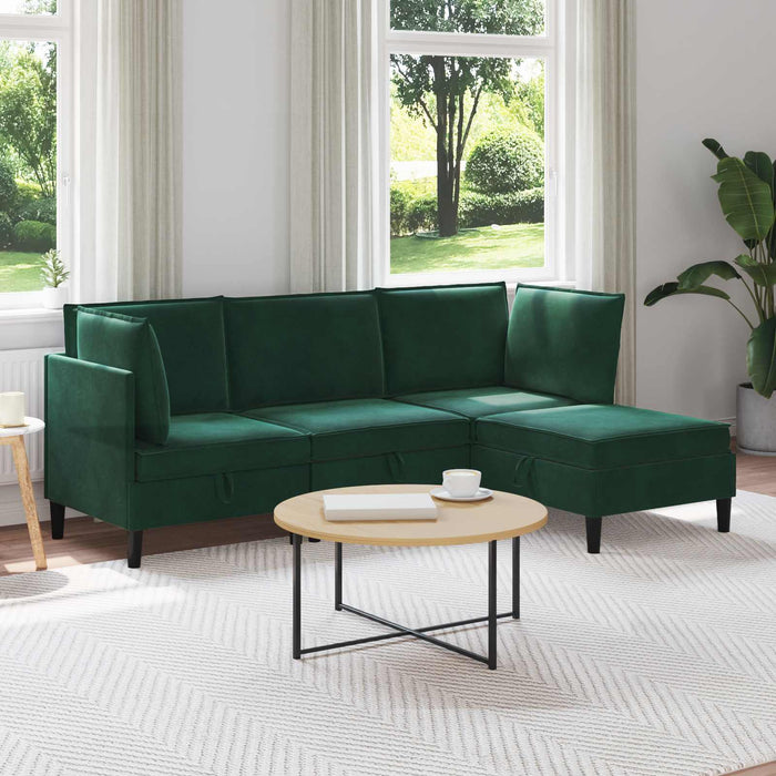 Set de mobilier pentru living 4 pcs Verde închis Catifea WALTI