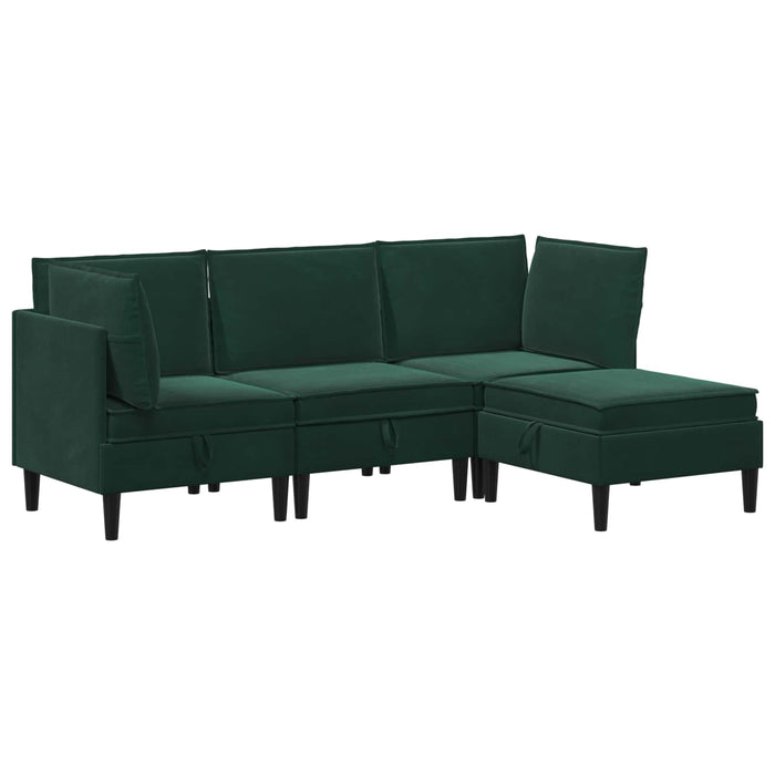 Set de mobilier pentru living 4 pcs Verde închis Catifea WALTI