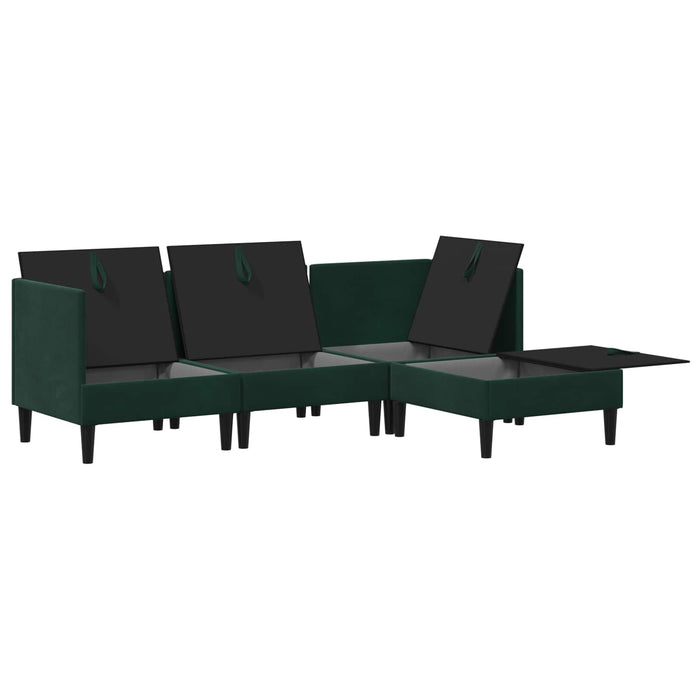 Set de mobilier pentru living 4 pcs Verde închis Catifea WALTI