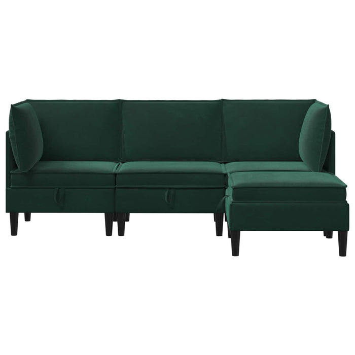 Set de mobilier pentru living 4 pcs Verde închis Catifea WALTI