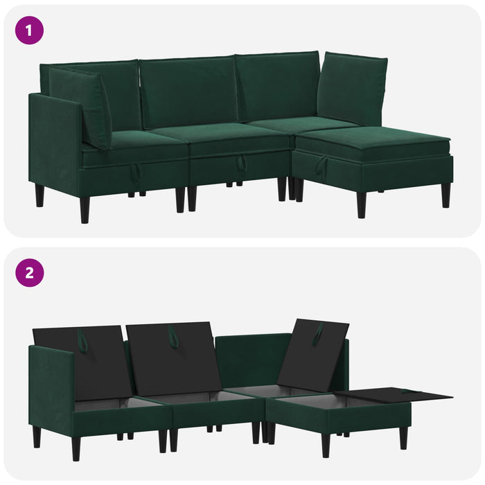 Set de mobilier pentru living 4 pcs Verde închis Catifea WALTI