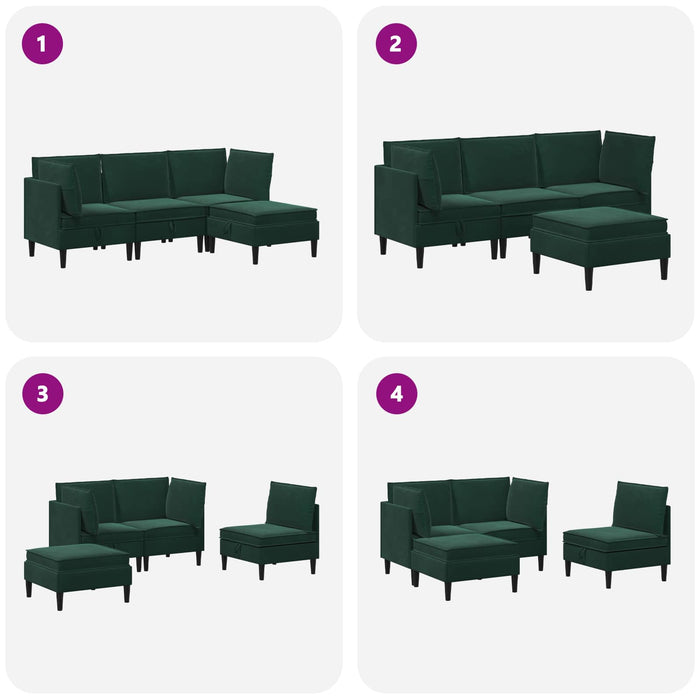 Set de mobilier pentru living 4 pcs Verde închis Catifea WALTI