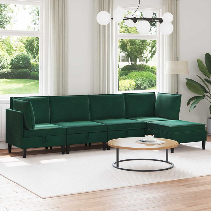 Set de mobilier pentru living 5 pcs Verde închis Catifea WALTI