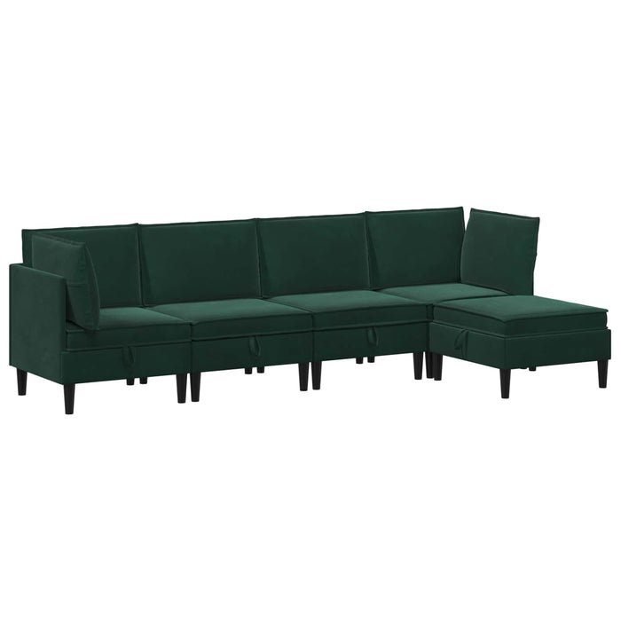 Set de mobilier pentru living 5 pcs Verde închis Catifea WALTI