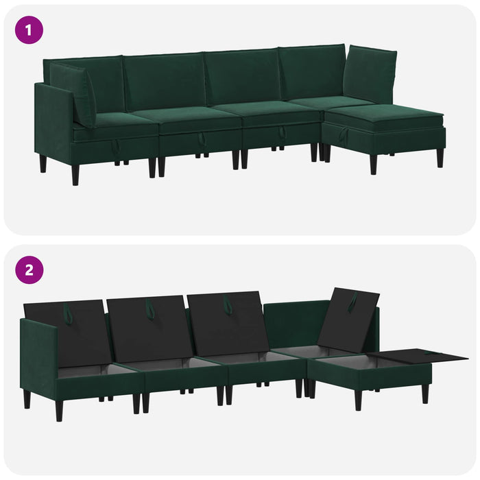 Set de mobilier pentru living 5 pcs Verde închis Catifea WALTI
