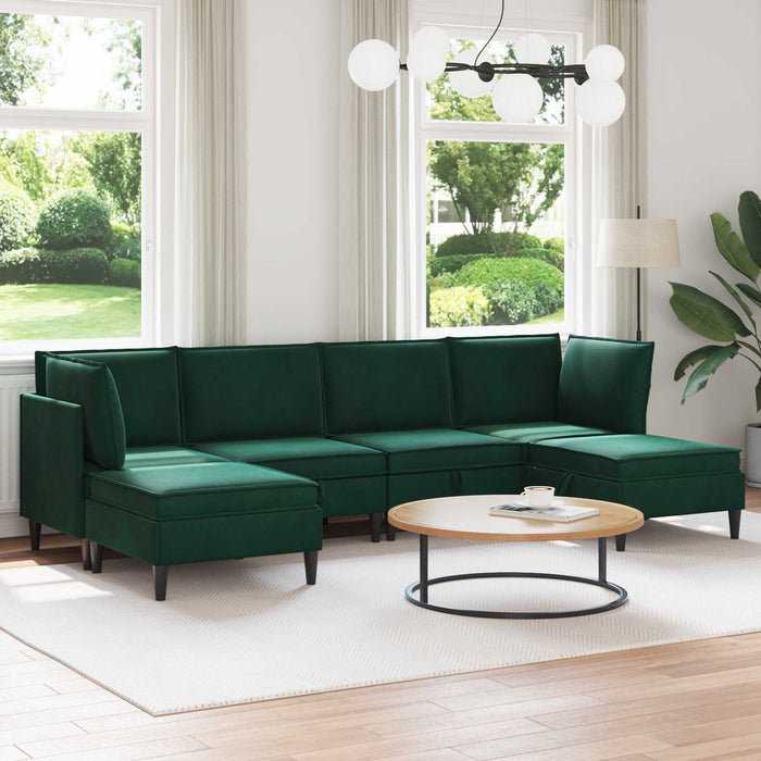 Set de mobilier pentru living 6 pcs Verde închis Catifea WALTI