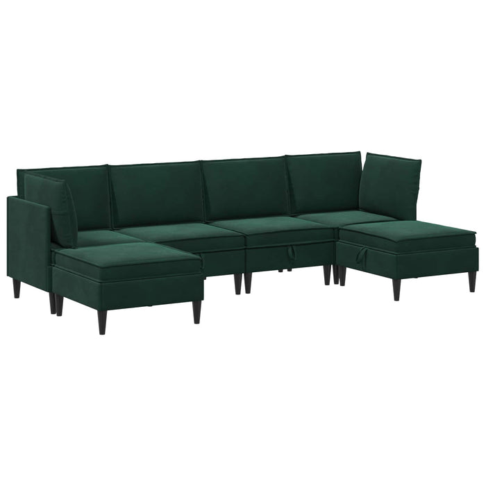 Set de mobilier pentru living 6 pcs Verde închis Catifea WALTI