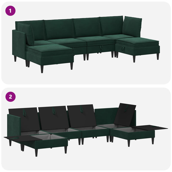 Set de mobilier pentru living 6 pcs Verde închis Catifea WALTI