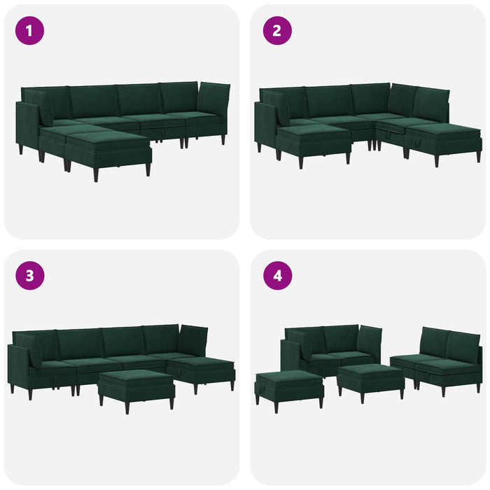 Set de mobilier pentru living 6 pcs Verde închis Catifea WALTI