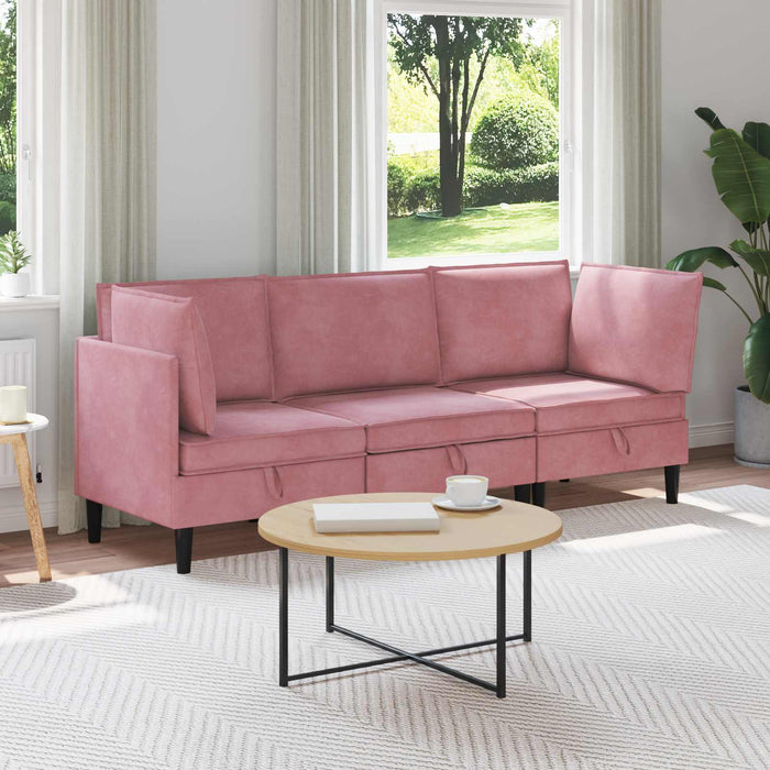 Set de mobilier pentru living cu pernă 3 pcs Roz Catifea WALTI
