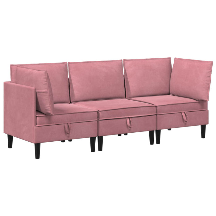 Set de mobilier pentru living cu pernă 3 pcs Roz Catifea WALTI