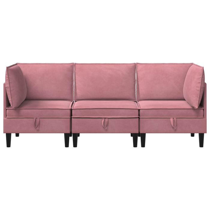 Set de mobilier pentru living cu pernă 3 pcs Roz Catifea WALTI