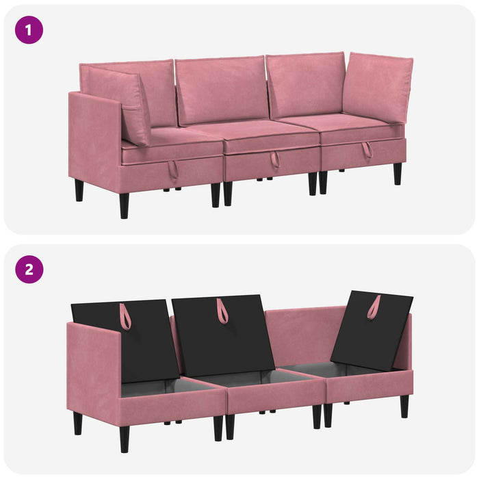 Set de mobilier pentru living cu pernă 3 pcs Roz Catifea WALTI