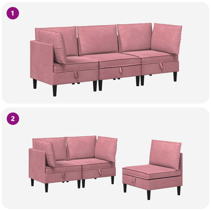 Set de mobilier pentru living cu pernă 3 pcs Roz Catifea WALTI