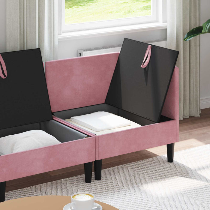 Set de mobilier pentru living cu pernă 4 pcs Roz Catifea WALTI