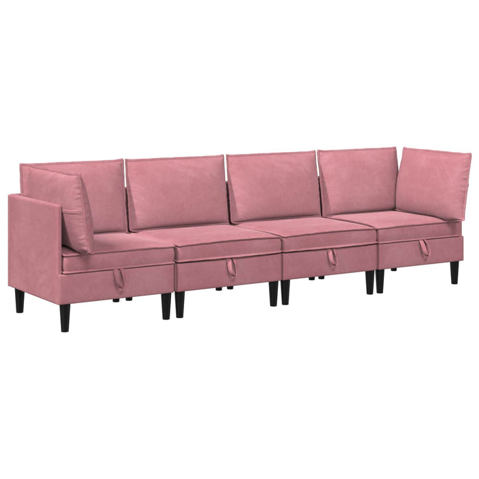 Set de mobilier pentru living cu pernă 4 pcs Roz Catifea WALTI