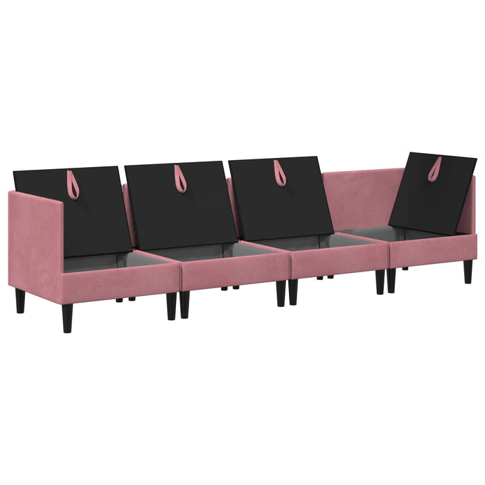 Set de mobilier pentru living cu pernă 4 pcs Roz Catifea WALTI
