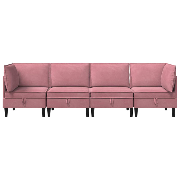 Set de mobilier pentru living cu pernă 4 pcs Roz Catifea WALTI