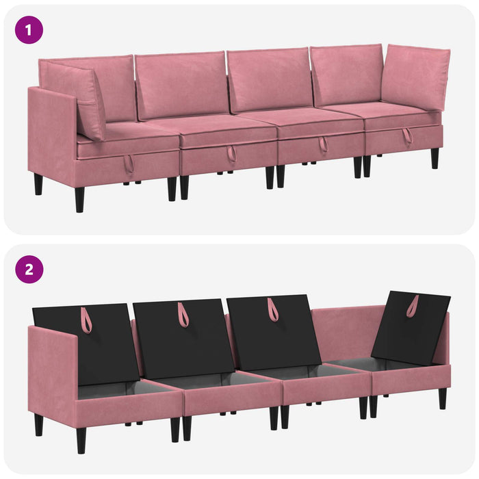 Set de mobilier pentru living cu pernă 4 pcs Roz Catifea WALTI